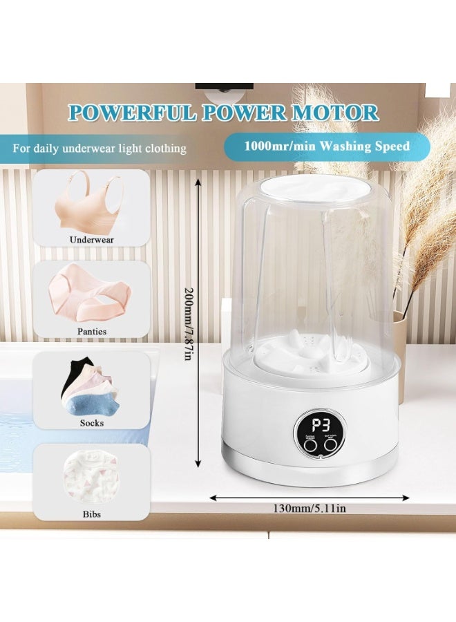 غسالة ملابس داخلية محمولة، غسالة صغيرة لاسلكية للتنظيف العميق قابلة لاعادة الشحن، 3 اوضاع تنظيف صغيرة لحمالات الصدر والملابس الداخلية والجوارب للسفر والتخييم والمركبات الترفيهية والمساكن - Image 1